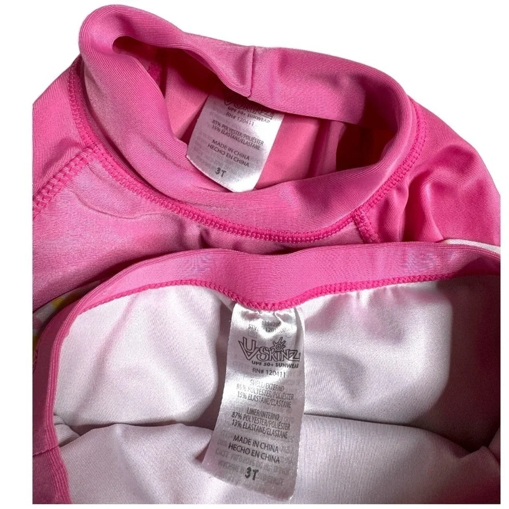 UV Skinz UPF 50+ Rashguard Set Girls Pink with Bucket Hat 3T